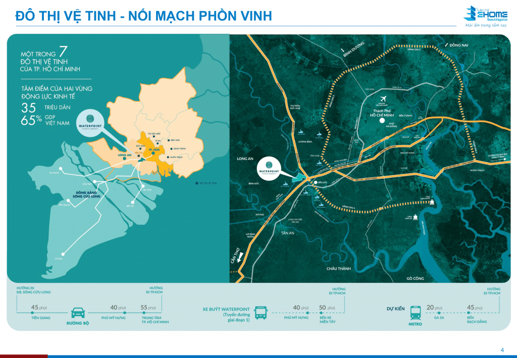 Bản đồ vị trí Waterpoint Nam Long trên tỉnh lộ 830 Bến Lức
