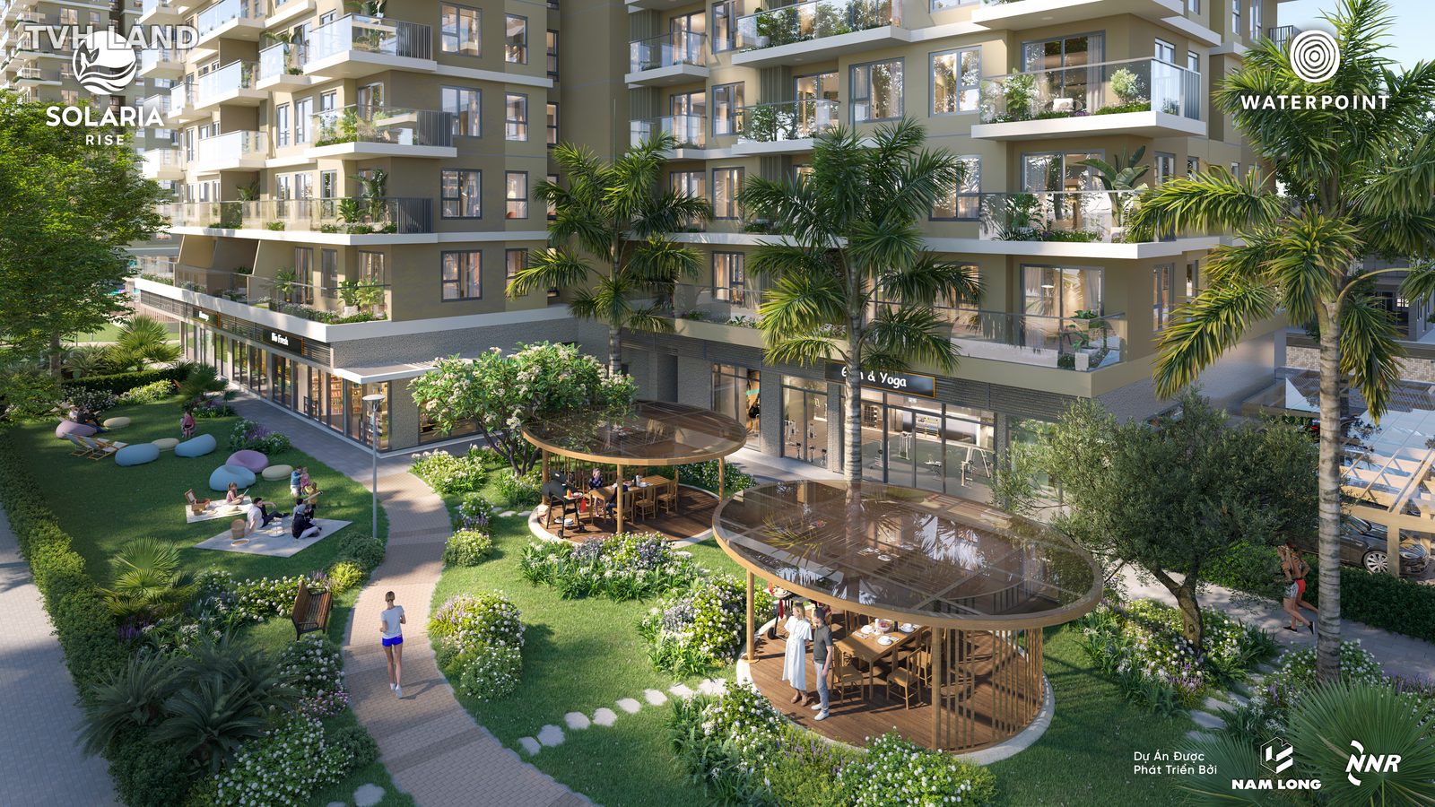 Khu BBQ ngoài trời dưới chân tháp căn hộ Solaria Rise Waterpoint