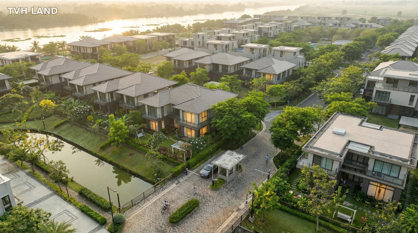 Toàn cảnh compound biệt thự The Aqua Waterpoint nhìn từ trên cao